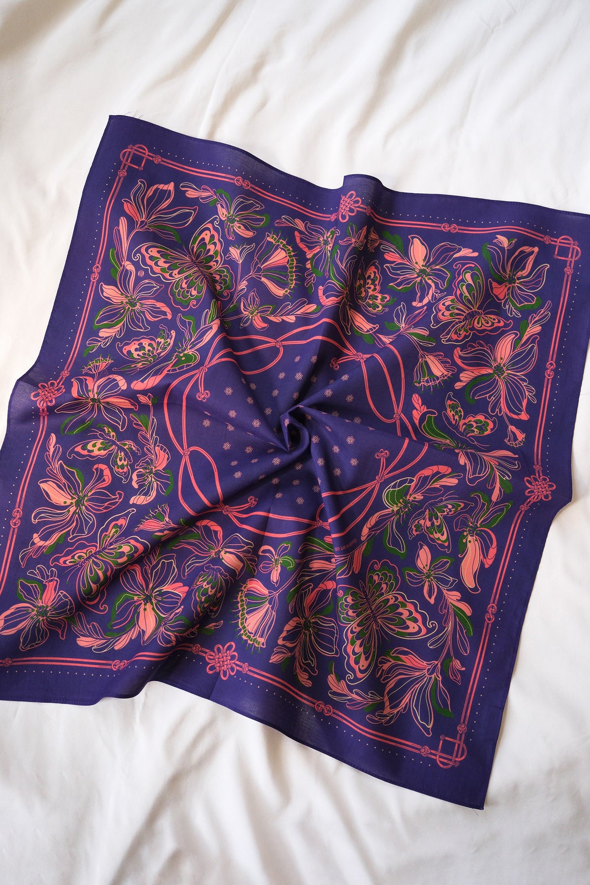 Whispering Butterfly Bandana (Deep Purple) — Korean Knot Art Collection