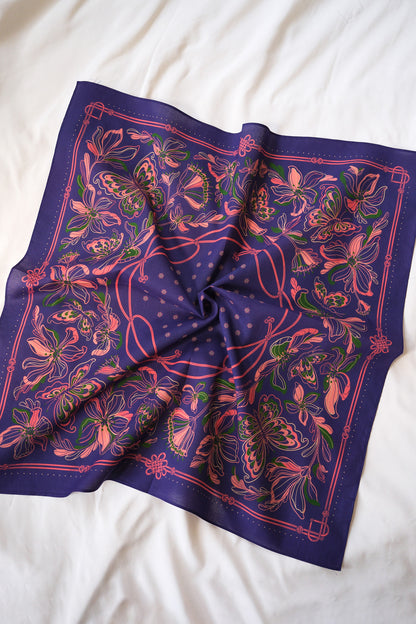 Whispering Butterfly Bandana (Deep Purple) — Korean Knot Art Collection