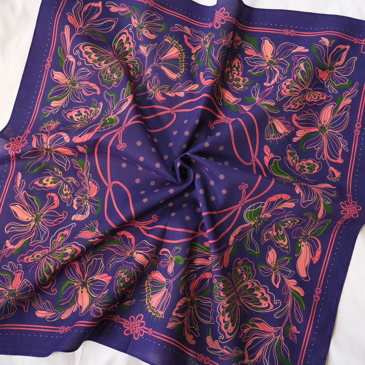 Whispering Butterfly Bandana (Deep Purple) — Korean Knot Art Collection
