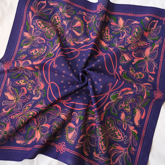 Whispering Butterfly Bandana (Deep Purple) — Korean Knot Art Collection