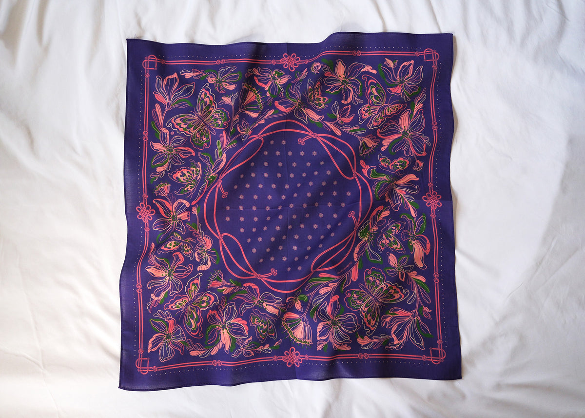 Whispering Butterfly Bandana (Deep Purple) — Korean Knot Art Collection