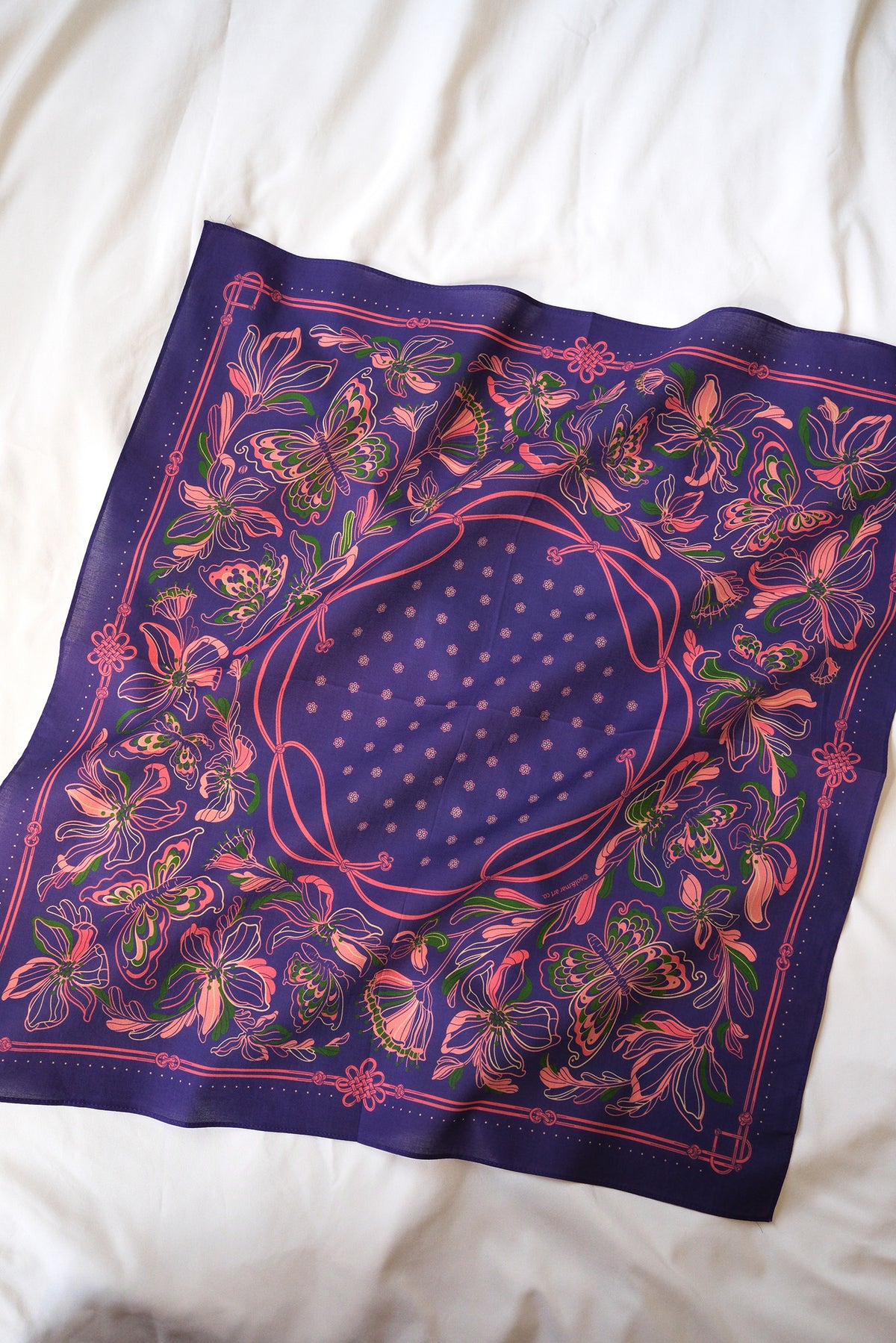 Whispering Butterfly Bandana (Deep Purple) — Korean Knot Art Collection