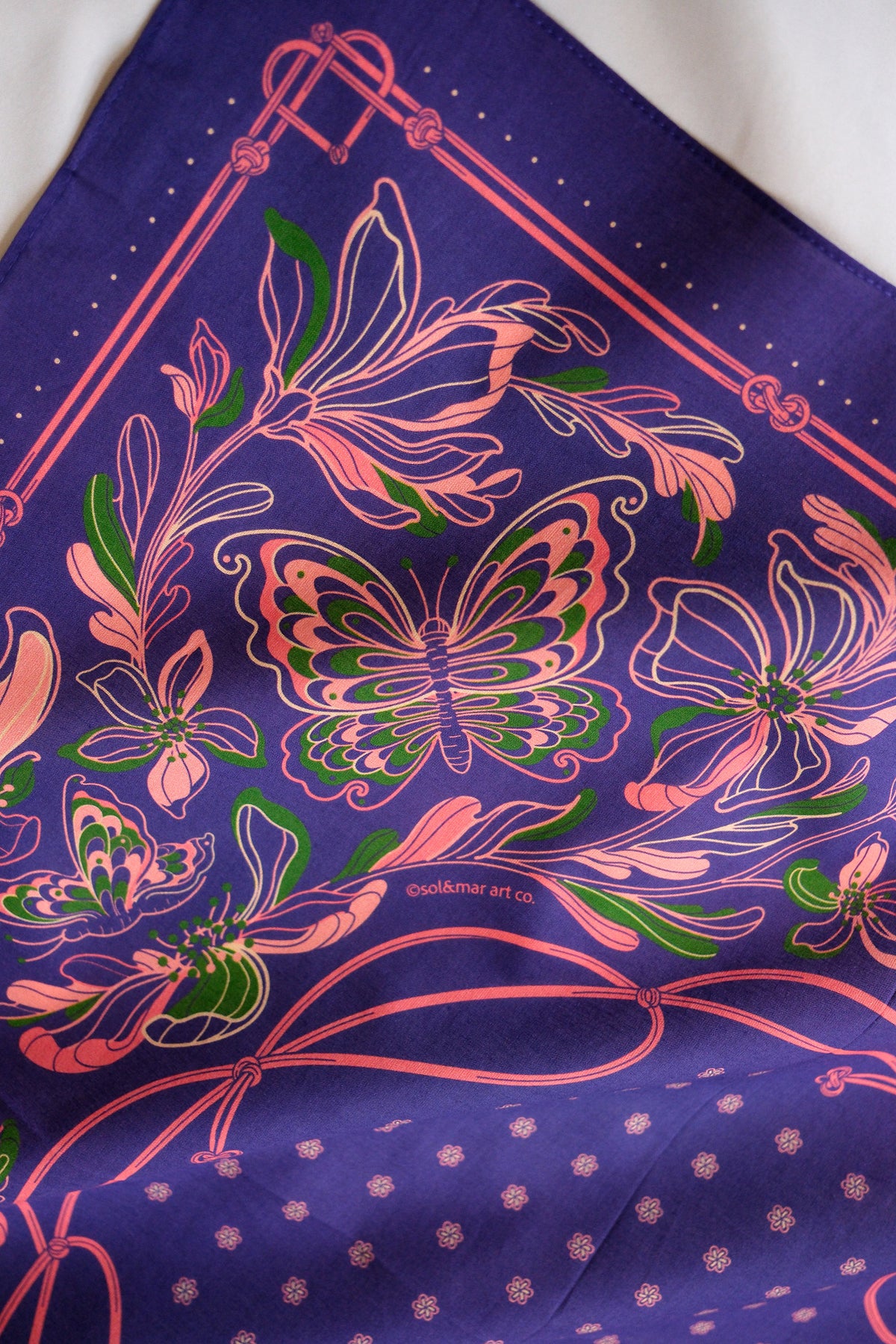 Whispering Butterfly Bandana (Deep Purple) — Korean Knot Art Collection