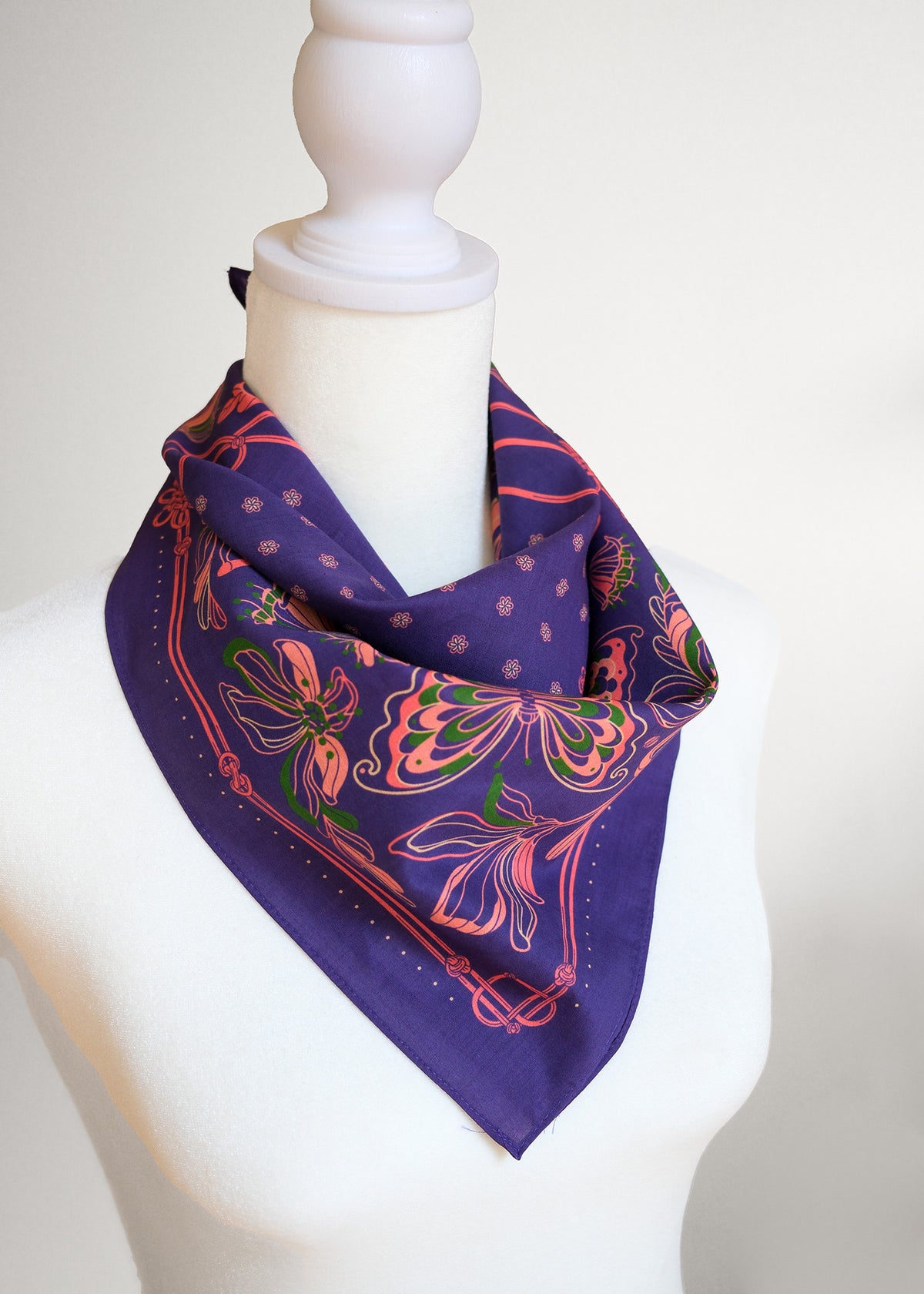 Whispering Butterfly Bandana (Deep Purple) — Korean Knot Art Collection