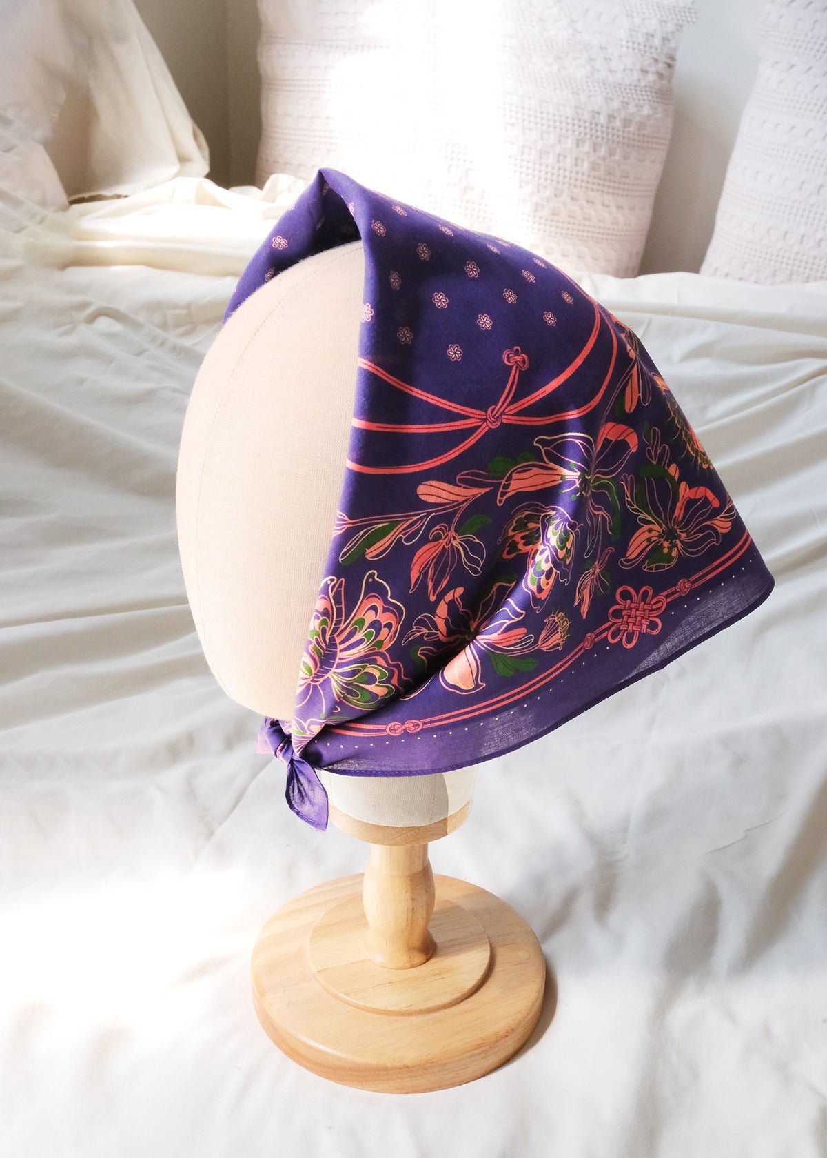 Whispering Butterfly Bandana (Deep Purple) — Korean Knot Art Collection