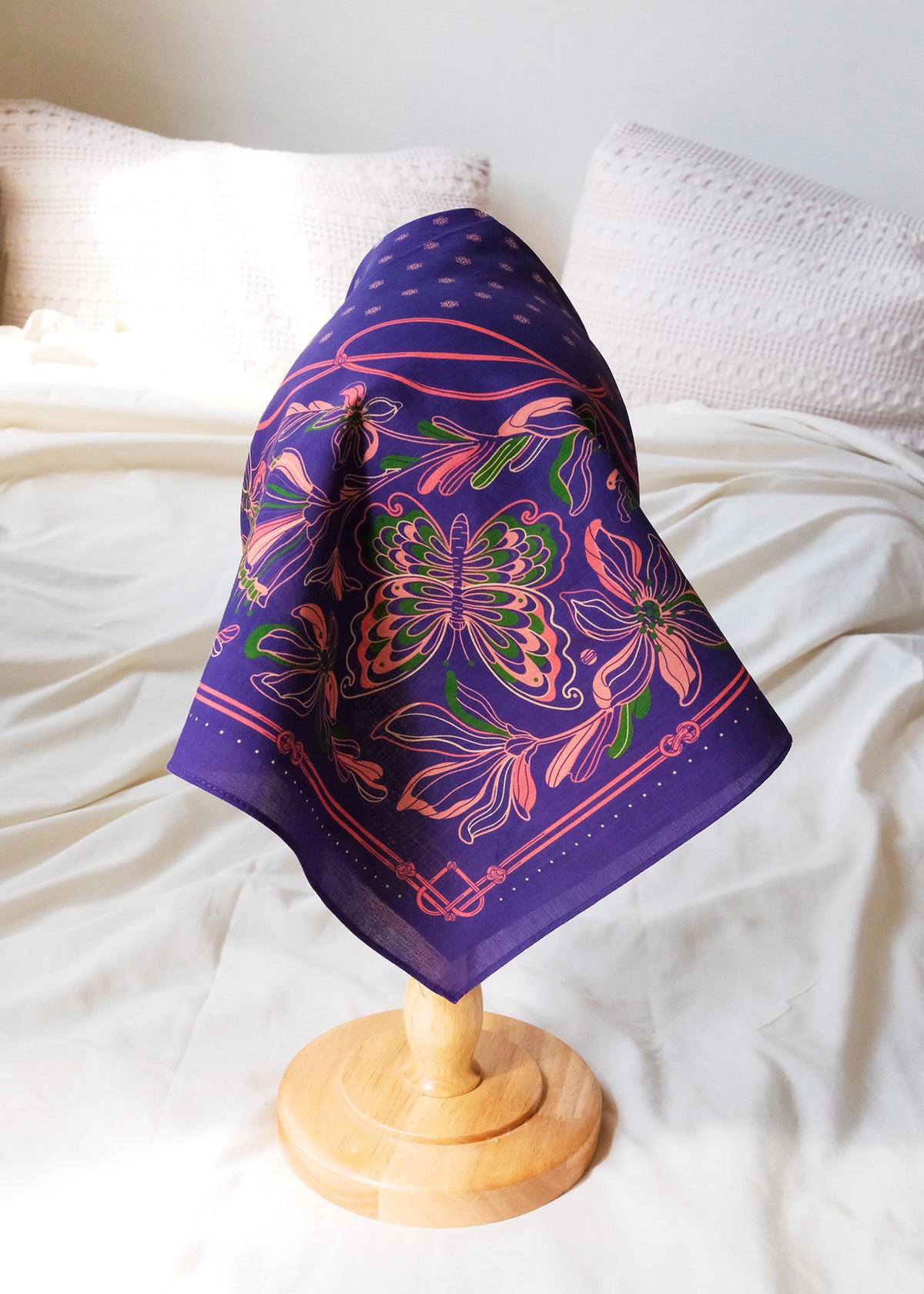 Whispering Butterfly Bandana (Deep Purple) — Korean Knot Art Collection