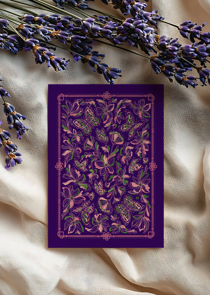 Whispering Butterfly Art Print Postcard (Deep Purple)