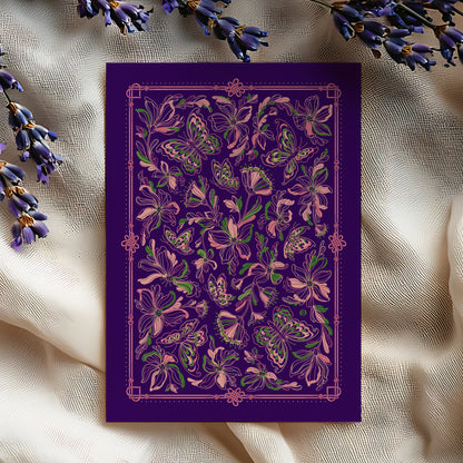 Whispering Butterfly Art Print Postcard (Deep Purple)