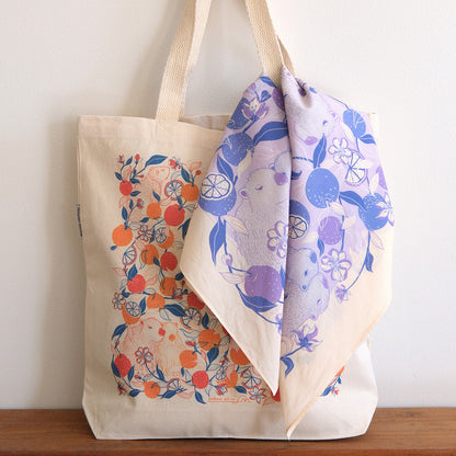 Capybara Yuzu Art Tote Bag + Bandana Gift Set (VeriPeri)