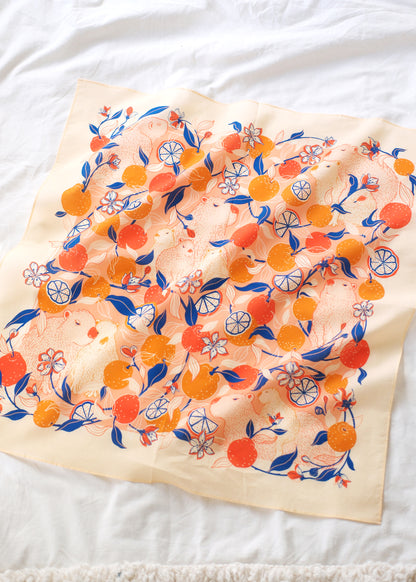 Capybara Yuzu Art Bandana Scarf (Pink-Orange)