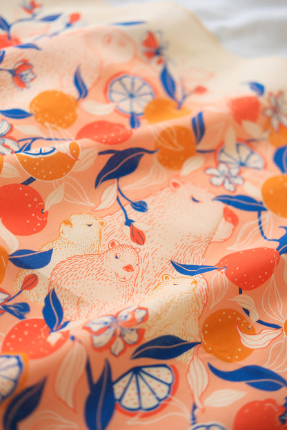 Capybara Yuzu Art Bandana Scarf (Pink-Orange)