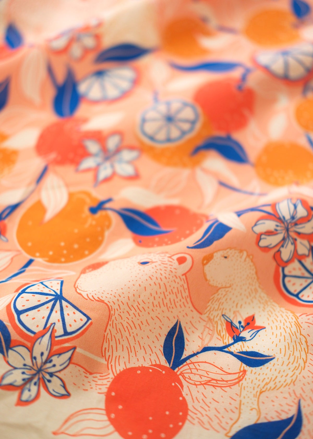 Capybara Yuzu Art Bandana Scarf (Pink-Orange)
