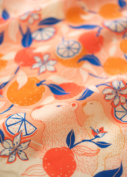 Capybara Yuzu Art Bandana Scarf (Pink-Orange)