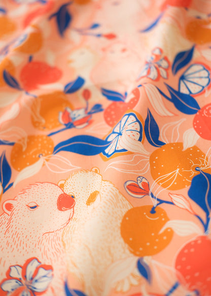 Capybara Yuzu Art Bandana Scarf (Pink-Orange)