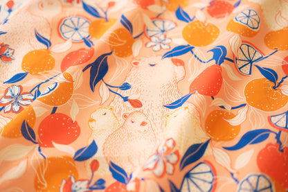 Capybara Yuzu Art Bandana Scarf (Pink-Orange)