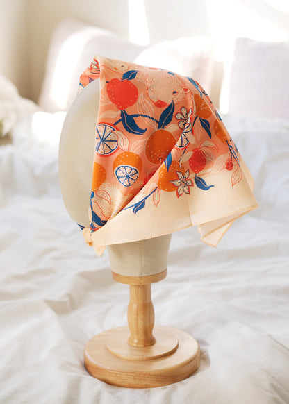 Capybara Yuzu Art Tote Bag + Bandana Gift Set (Pink-Orange)