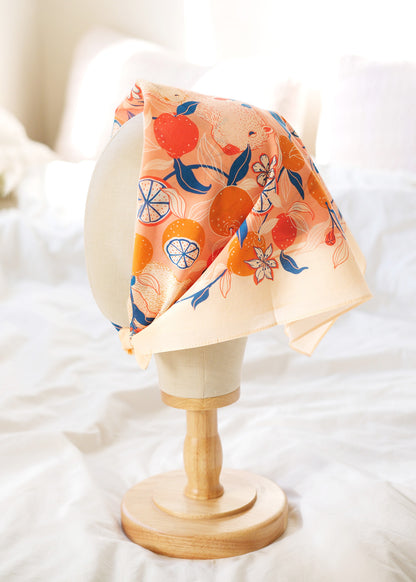 Capybara Yuzu Art Bandana Scarf (Pink-Orange)