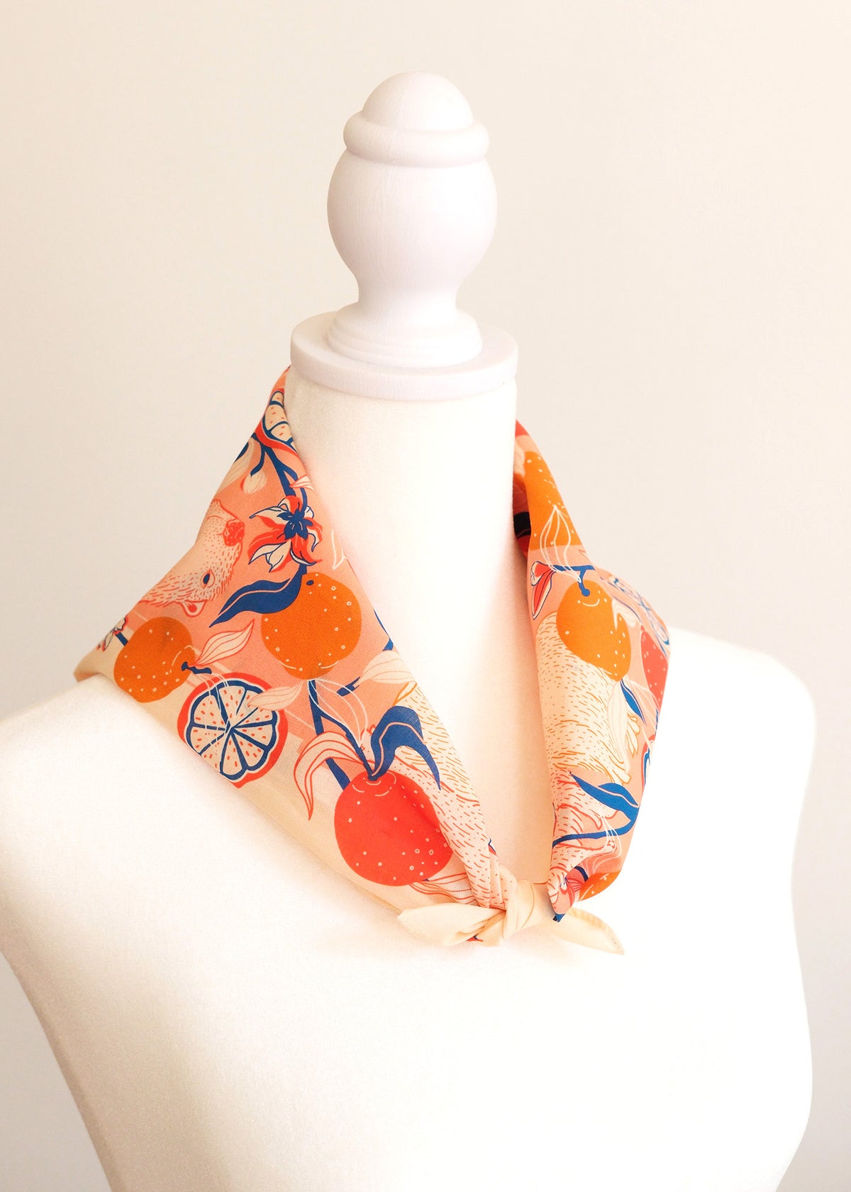 Capybara Yuzu Art Bandana Scarf (Pink-Orange)