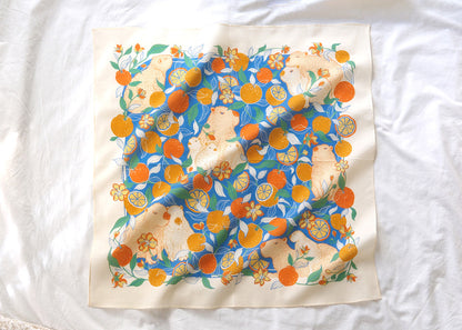 Capybara Yuzu Art Bandana Scarf (Tangerine)