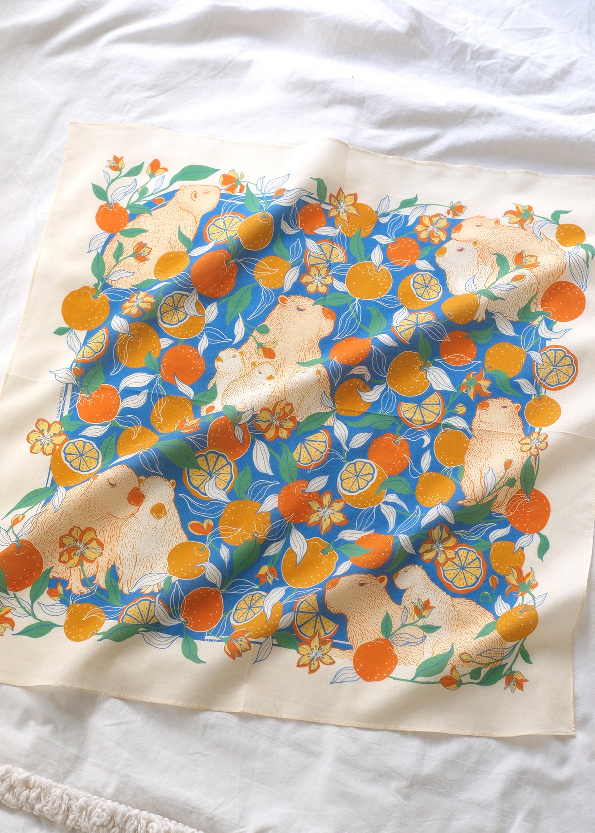 Capybara Yuzu Art Tote Bag + Bandana Gift Set (Tangerine)
