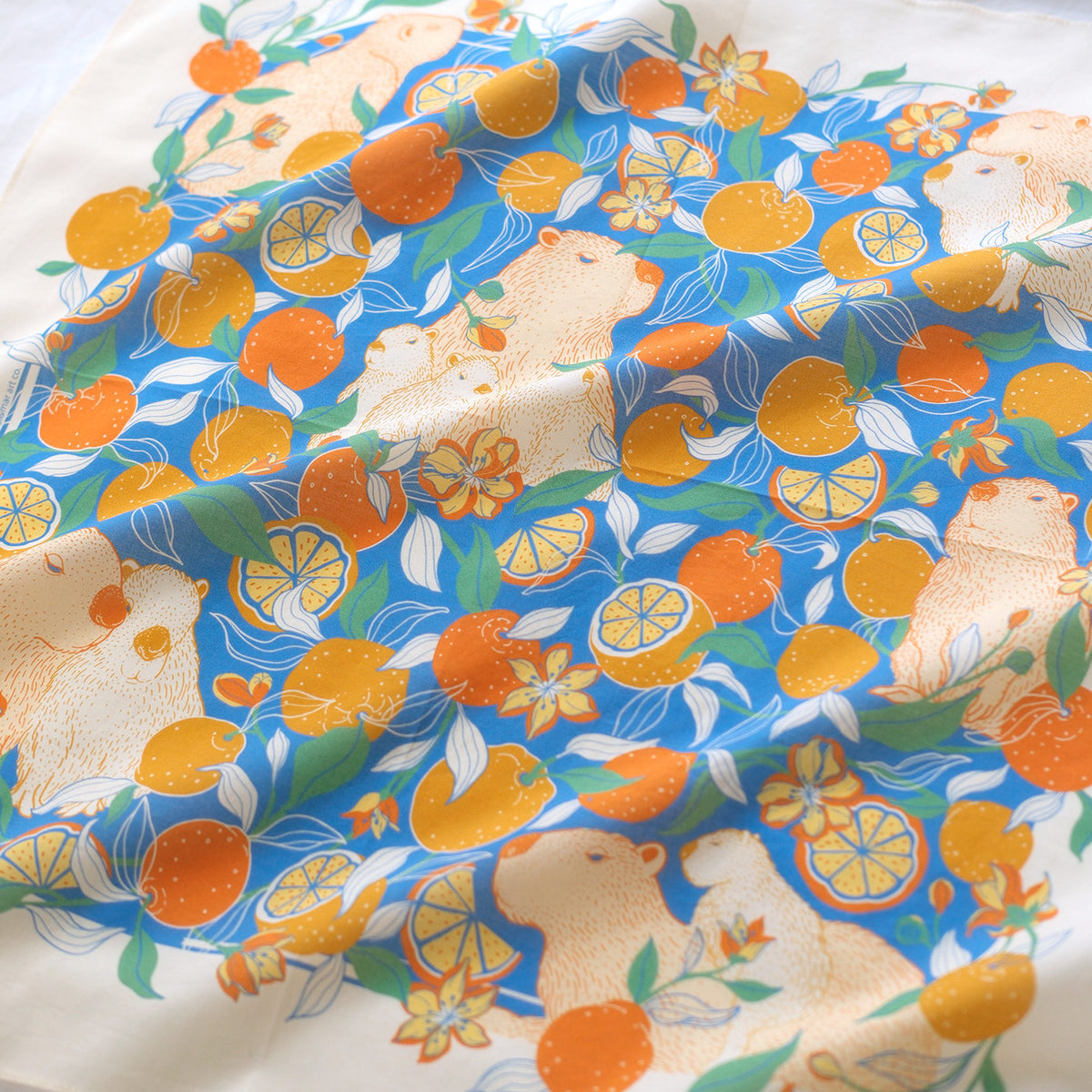 Capybara Yuzu Art Bandana Scarf (Tangerine)