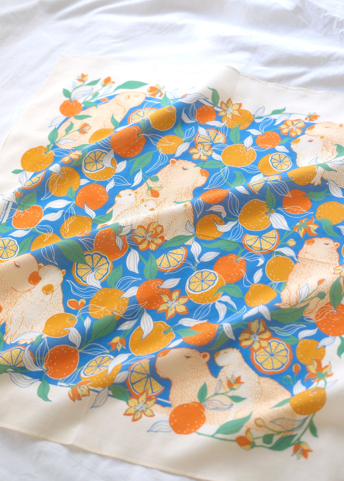 Capybara Yuzu Art Bandana Scarf (Tangerine)
