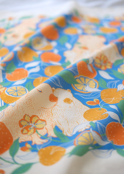 Capybara Yuzu Art Bandana Scarf (Tangerine)