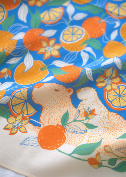 Capybara Yuzu Art Bandana Scarf (Tangerine)