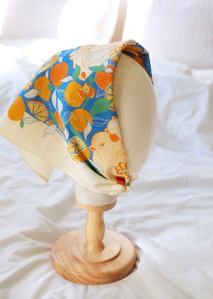 Capybara Yuzu Art Bandana Scarf (Tangerine)