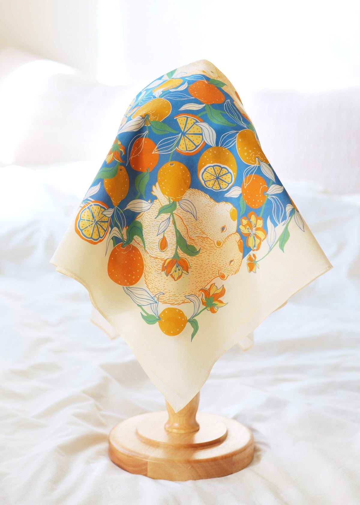 Capybara Yuzu Art Bandana Scarf (Tangerine)