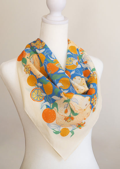 Capybara Yuzu Art Tote Bag + Bandana Gift Set (Tangerine)