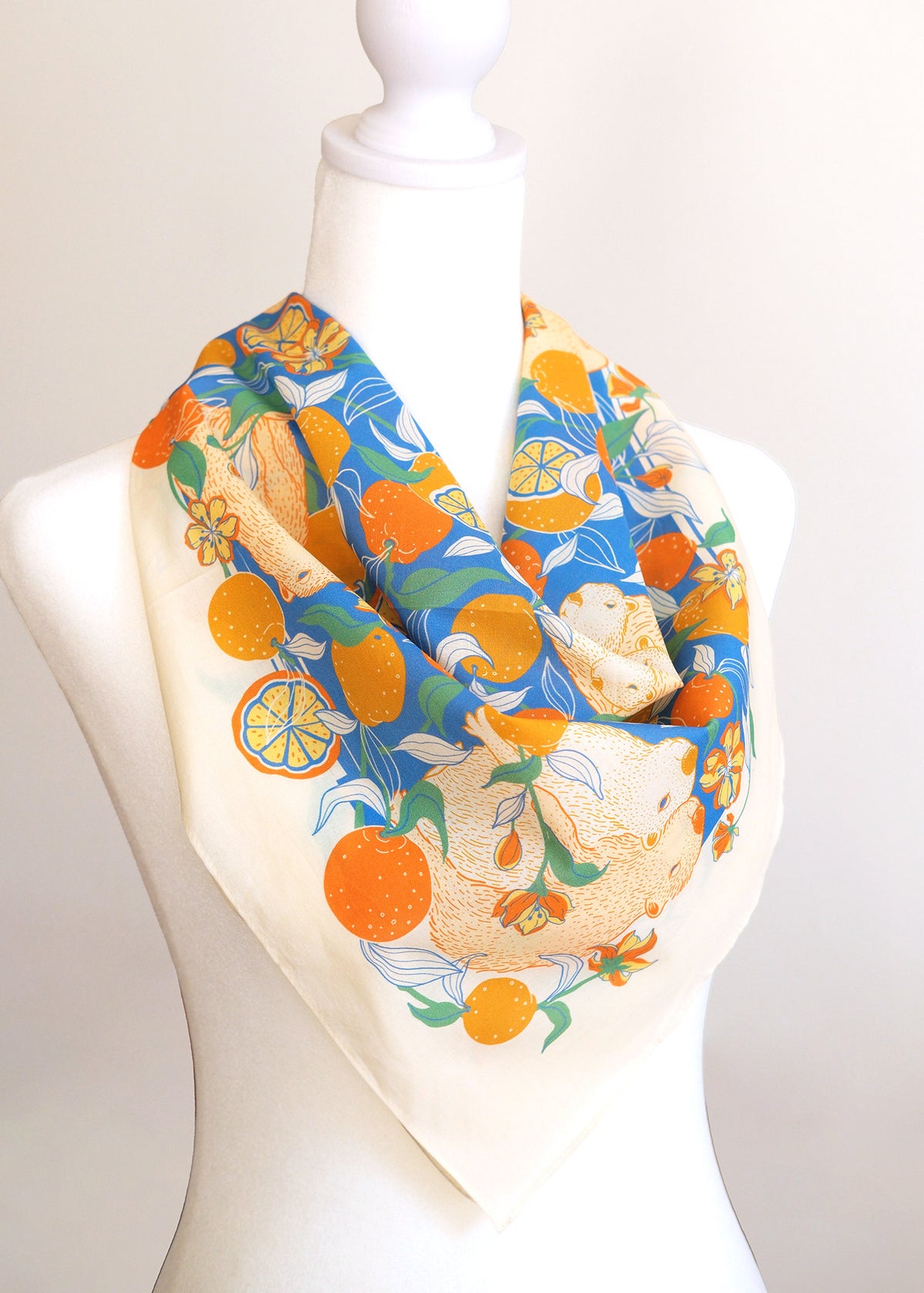 Capybara Yuzu Art Bandana Scarf (Tangerine)