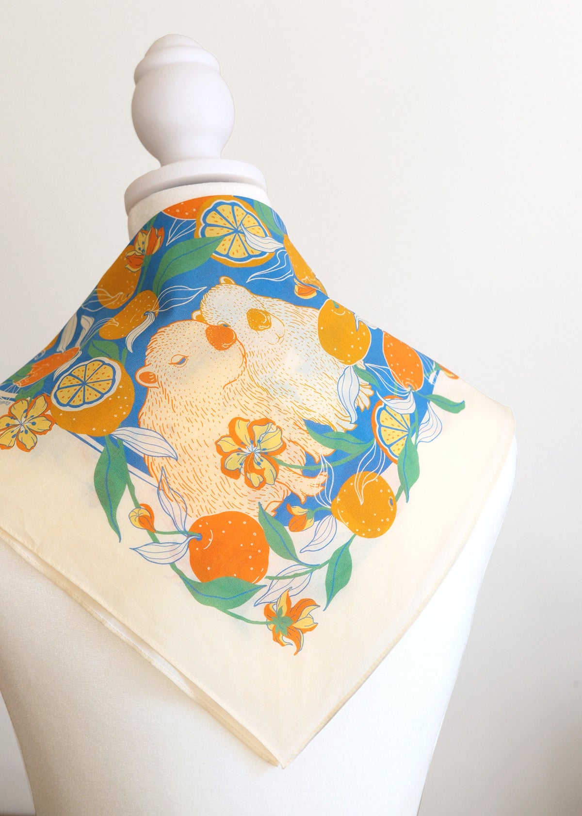 Capybara Yuzu Art Bandana Scarf (Tangerine)
