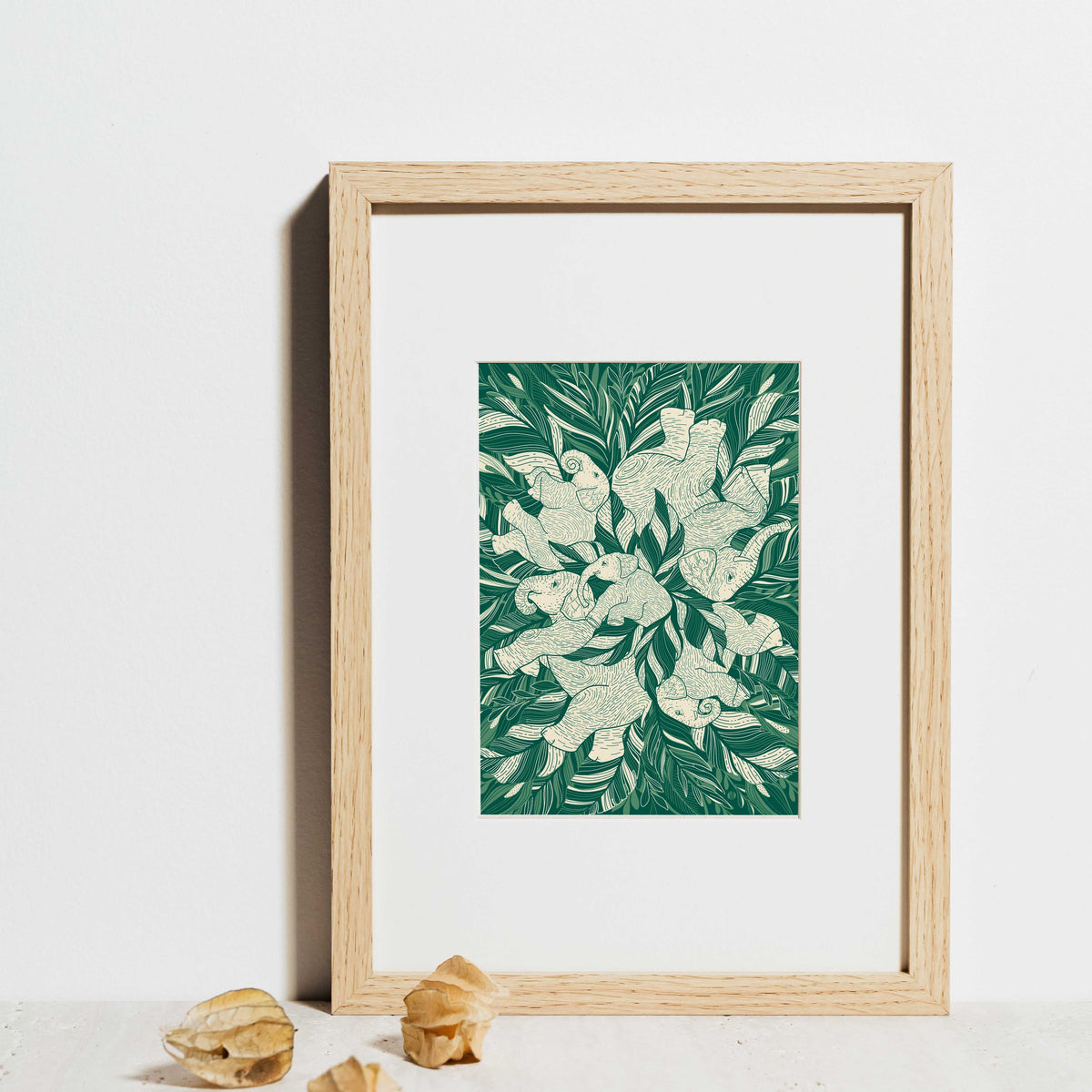 Elephant, "Siesta" Art Print Postcard Post Cards