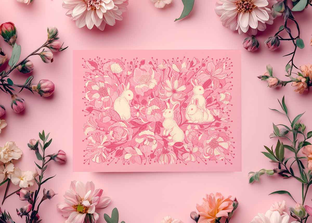 Floral Bunny Bandana Scarf (Pink)