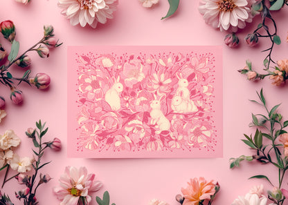 Floral Bunny Bandana Scarf (Pink)