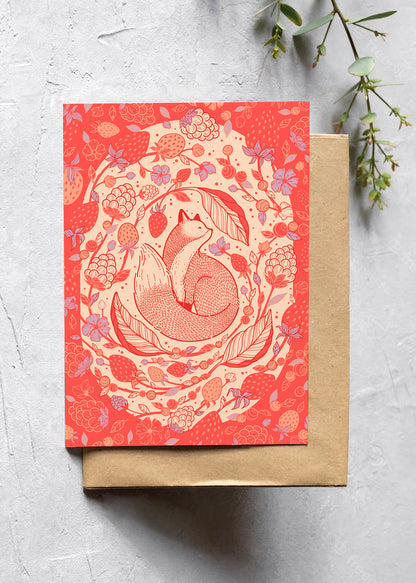 Fox&Berry Art Print Postcard