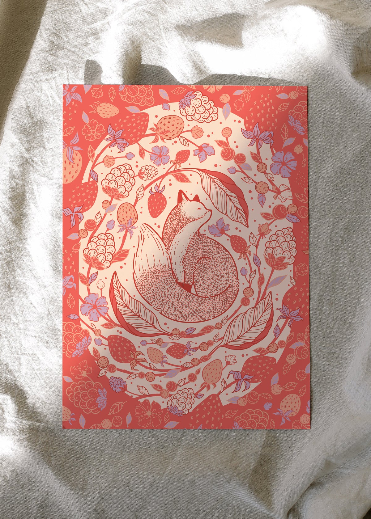 Fox&Berry Art Print Postcard