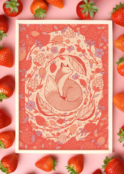 Fox&Berry Art Print Postcard