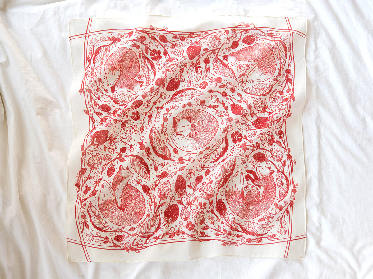 Fox&Berry Tote Bag + Bandana Gift Set (Off-White)
