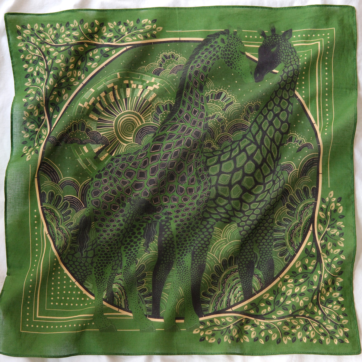 Giraffe Bandana Scarf (Olive Green)