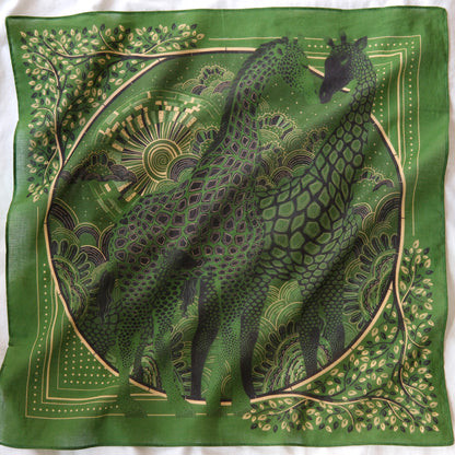 Giraffe Bandana Scarf (Olive Green)