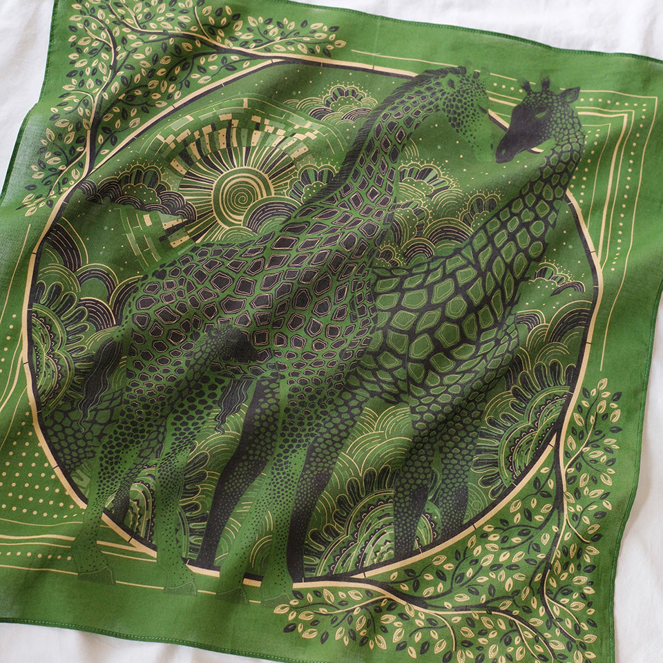 Giraffe Bandana Scarf (Olive Green)