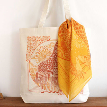 Giraffe Tote Bag + Bandana Gift Set (Golden Yellow) Tote bag