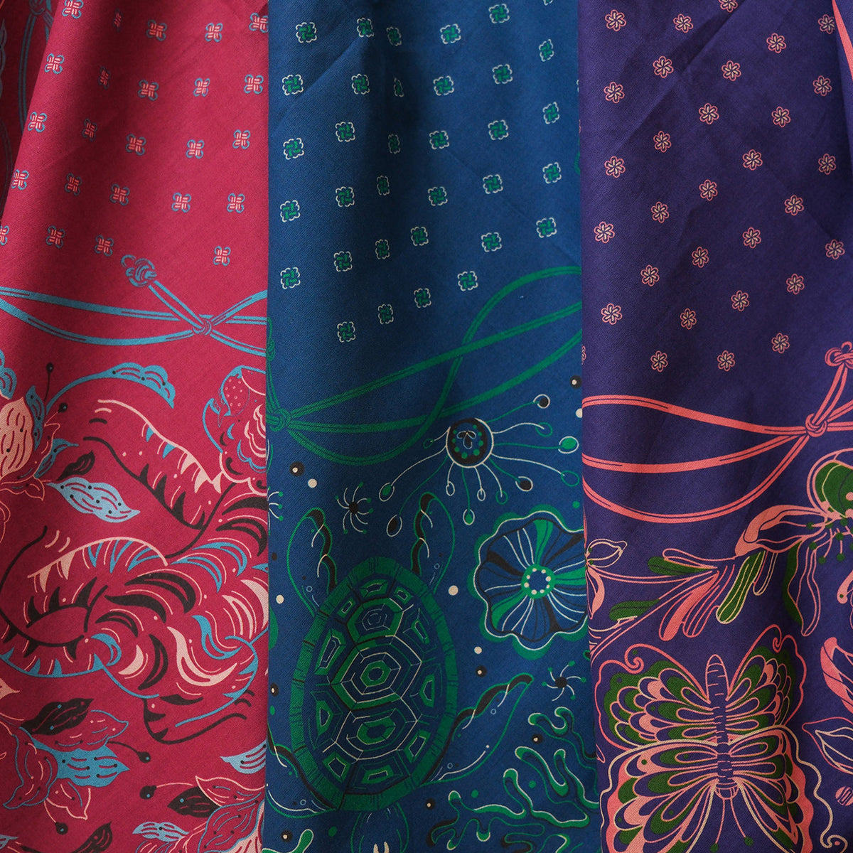 Bold Tones — Tiger, Butterfly & Turtle Bandana Set of 3 — Korean Knot Art Collection