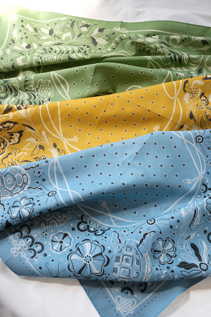Earthy Tones — Tiger, Butterfly & Turtle Bandana Set of 3 — Korean Knot Art Collection