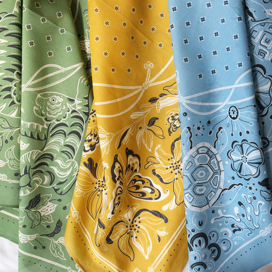 Earthy Tones — Tiger, Butterfly & Turtle Bandana Set of 3 — Korean Knot Art Collection