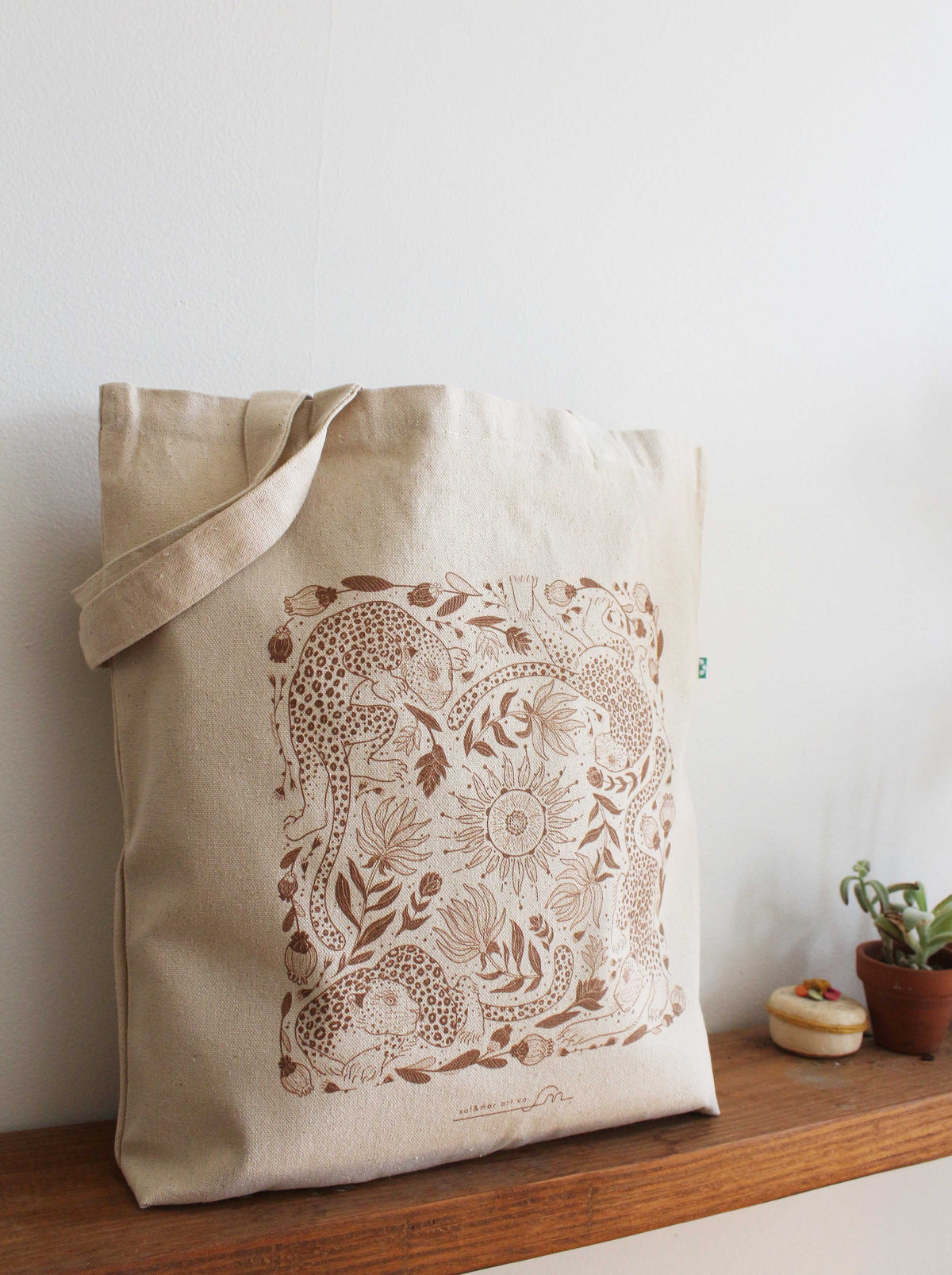 Leopard tote bag + Bandana Gift set (Mustard) Tote bag