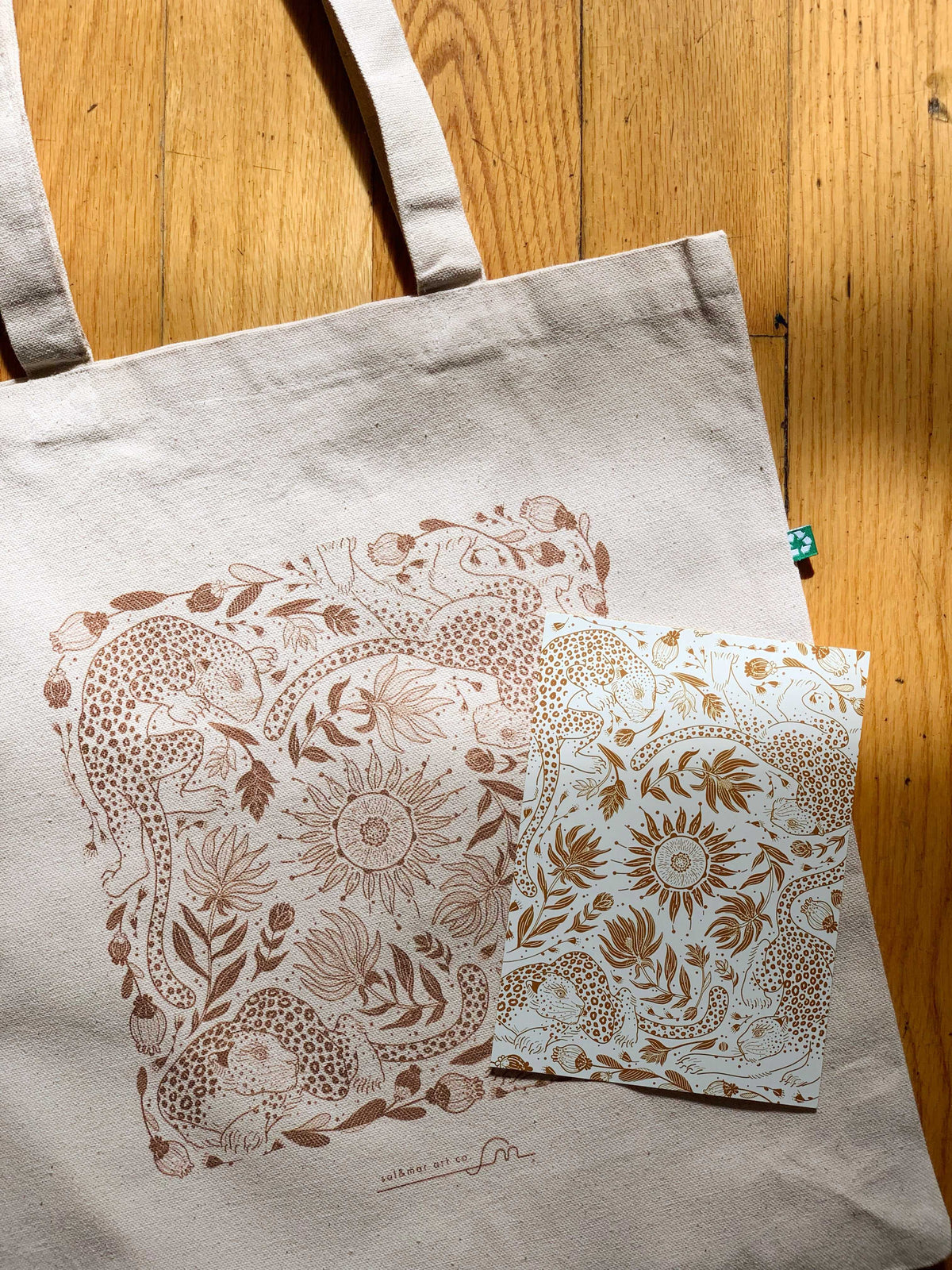 Leopard tote bag + Bandana Gift set (Mustard) Tote bag