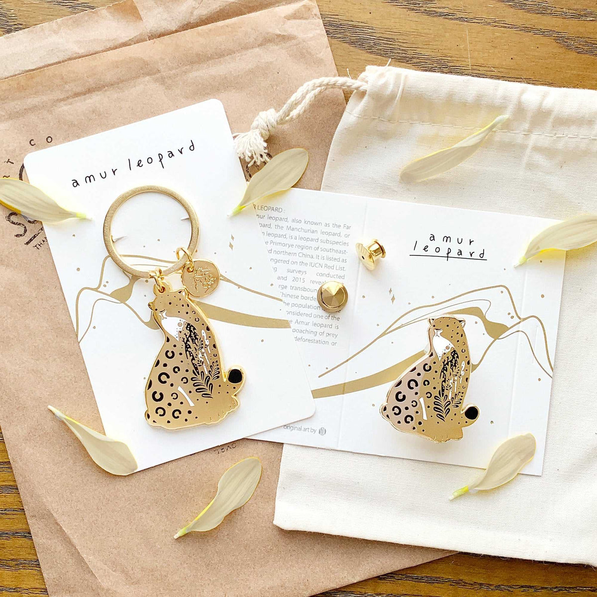 Leopard Enamel Keychain + Pin Set Keychains